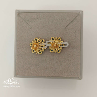 Silver Green Stones Design Stud Earrings-RCCP167