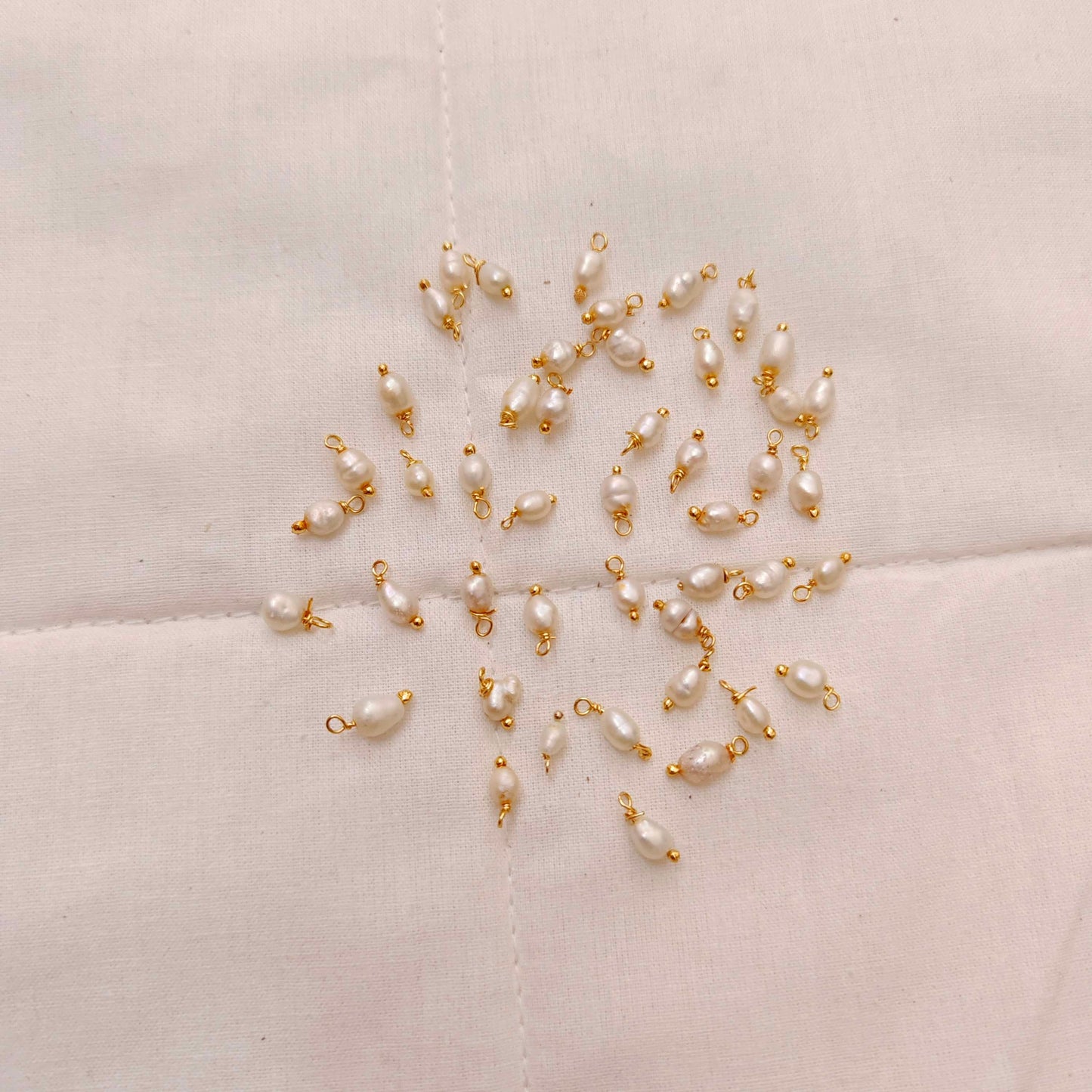 Silver gold polish single rice pears -RCJR263