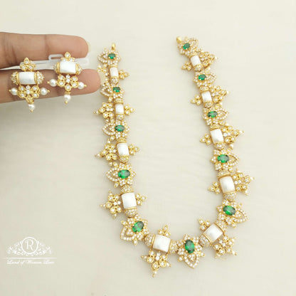 earrings silver cz- with pearls necklace with earrings-c100c106 cz 92.5 silver ramala jewelry / ramala collections