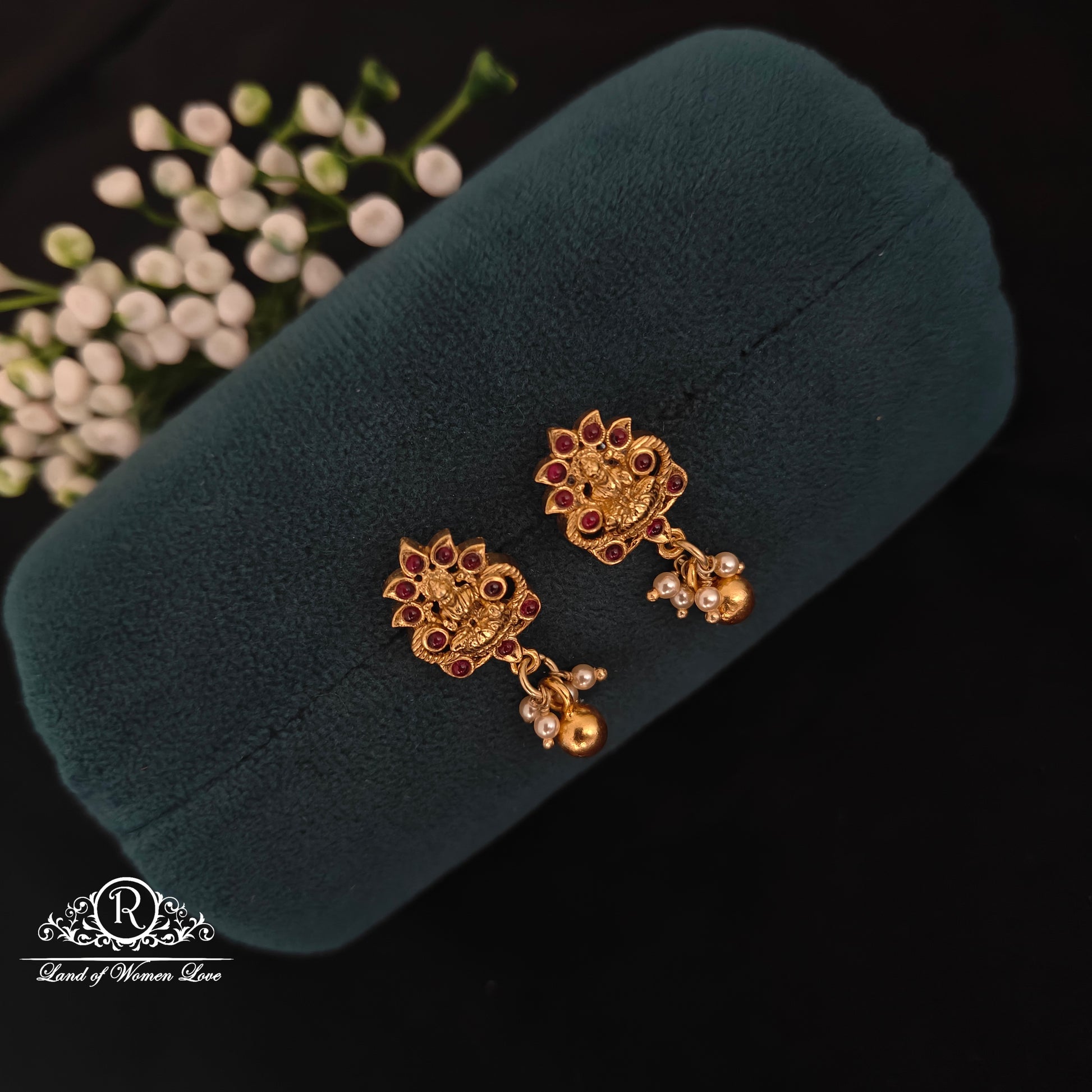 earrings silver lakshmi devi design earrings -rcds 0475 92.5 silver ramala jewelry / ramala collections