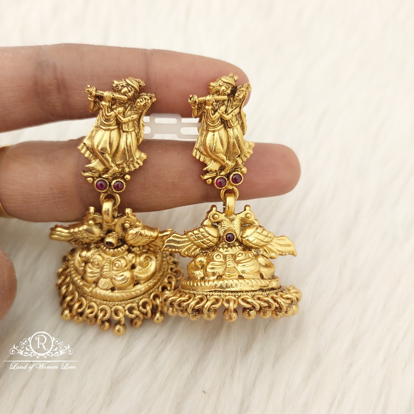 Silver Radha krishna jhumkas-C015