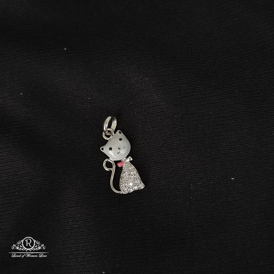 pendant silver cat pendant -rcrc24 cz 92.5 silver ramala jewelry / ramala collections