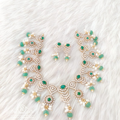 earrings silver cz- stone necklace with earrings -rch0020 cz 92.5 silver ramala jewelry / ramala collections