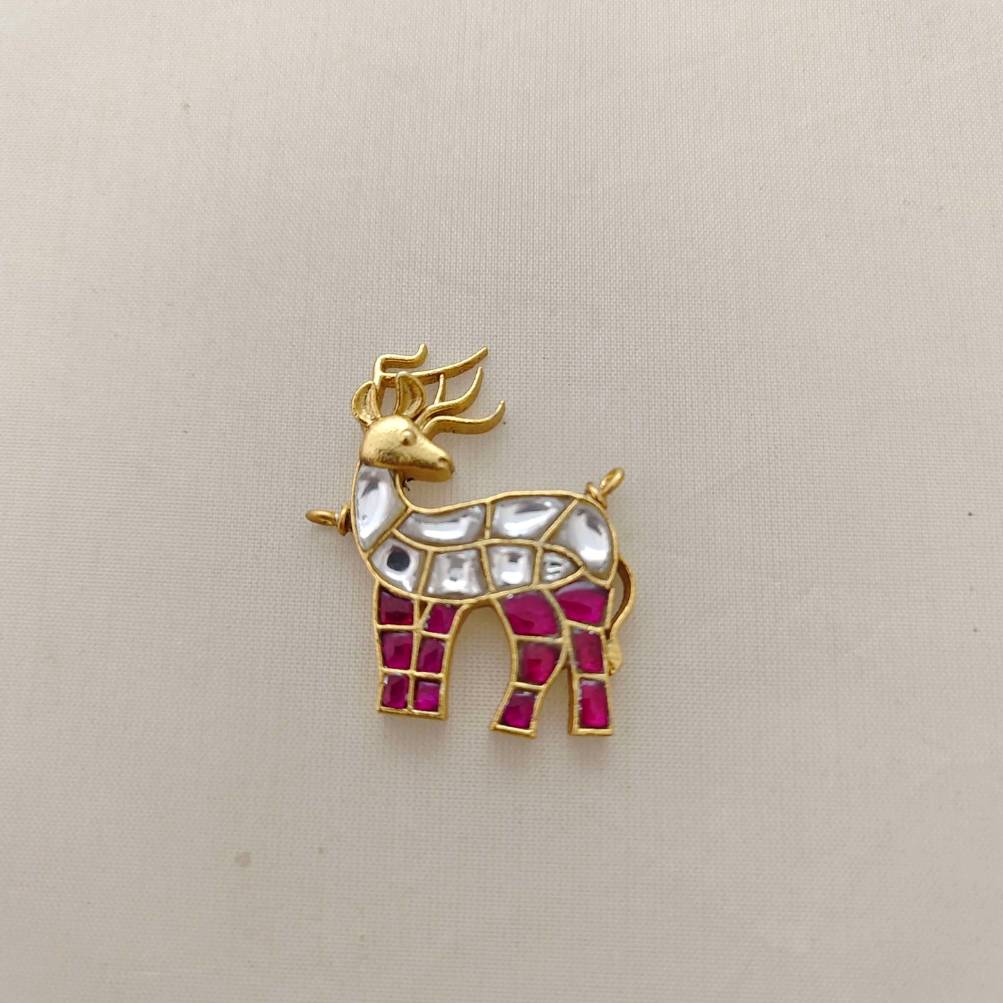 pendant silver deer kundan locket-rcd246 ruby 92.5 silver ramala jewelry / ramala collections