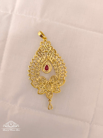 Silver CZ- White Stones Locket With Matching Earrings-D07576