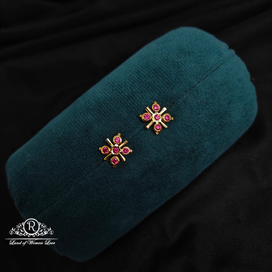 stud 92.5 silver pink stones studs-rck239 92.5 silver ramala jewelry / ramala collections