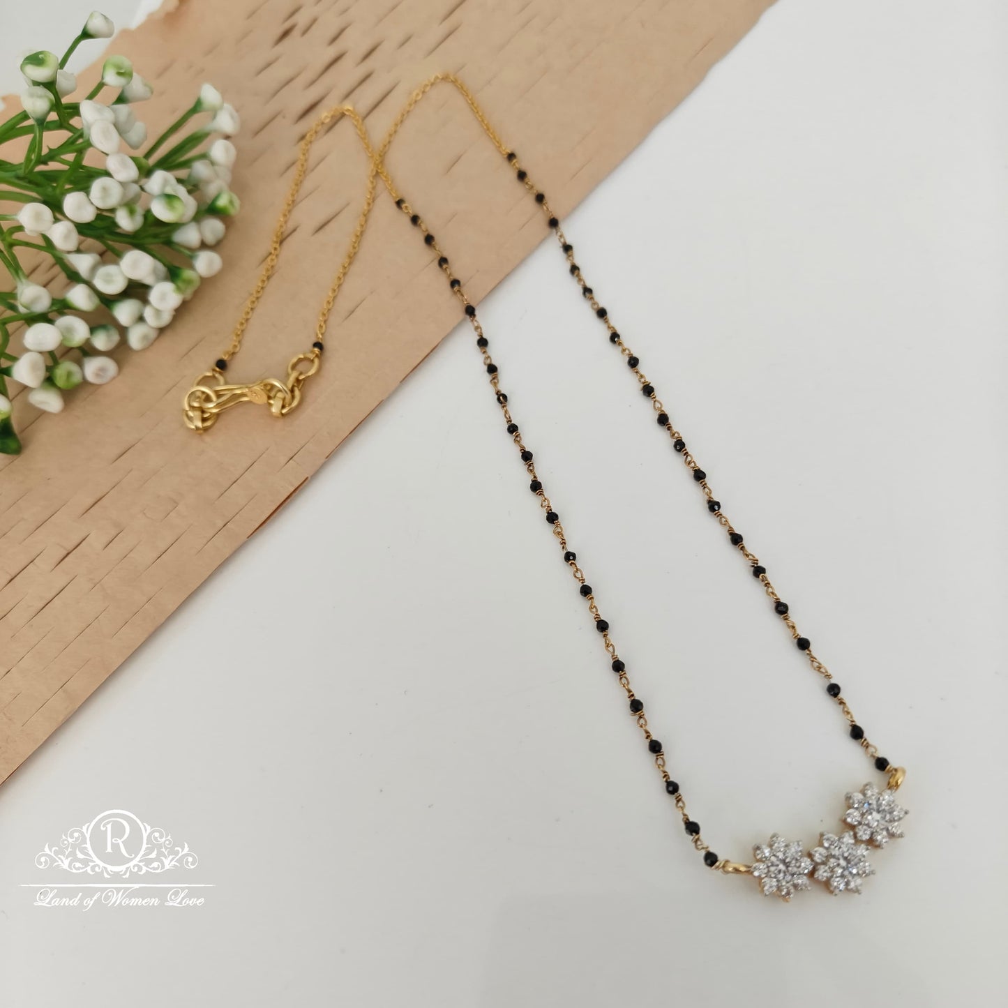 92.5 silver simple and cute black beads - rcnj025 92.5 silver ramala jewelry / ramala collections