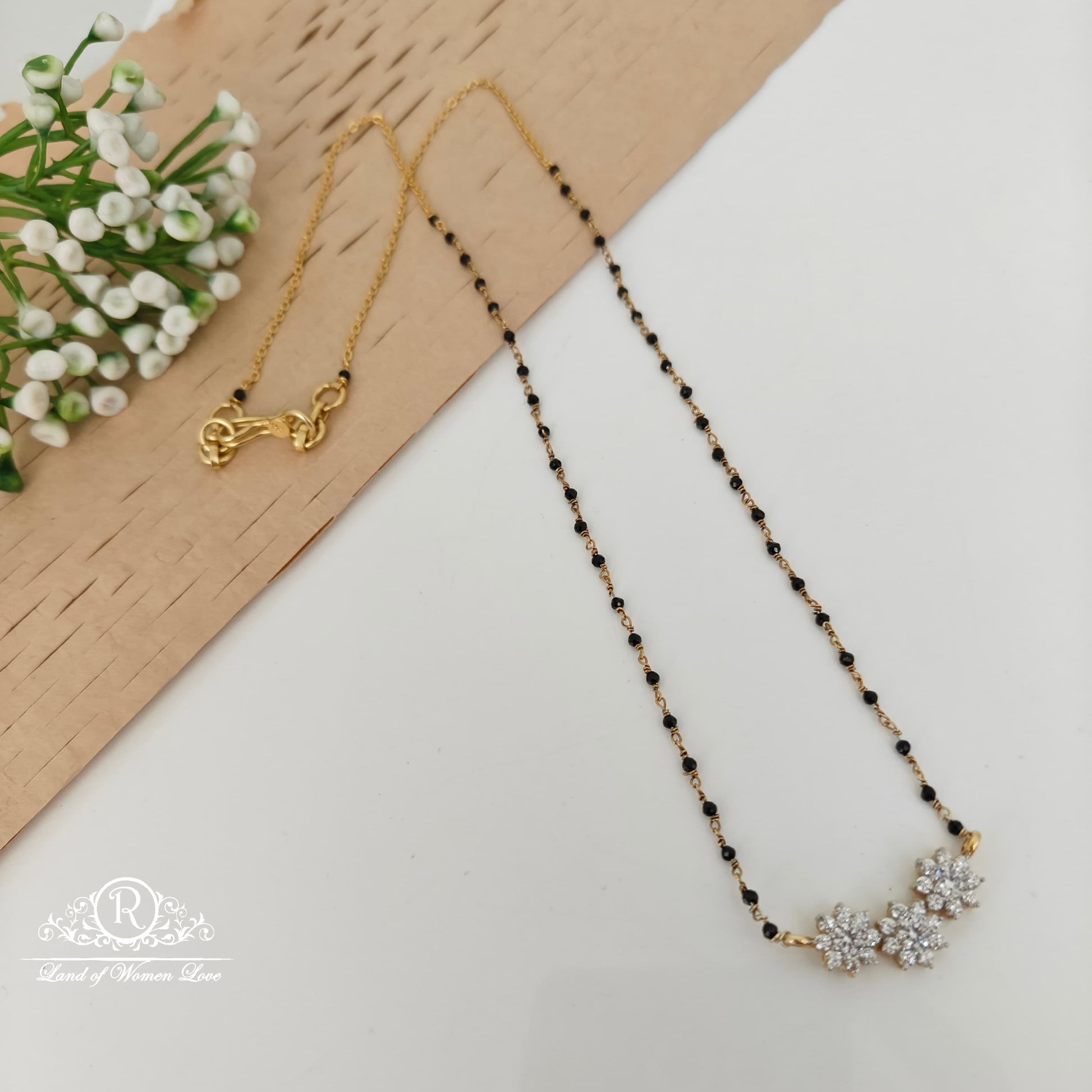 92.5 silver simple and cute black beads - rcnj025 92.5 silver ramala jewelry / ramala collections