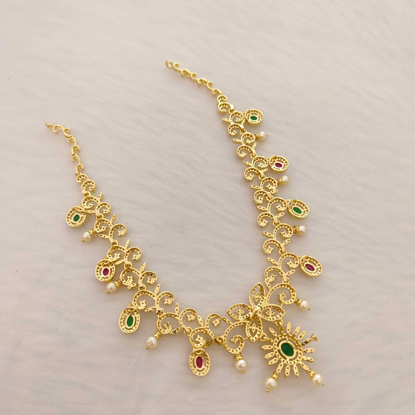 Silver CZ-stone diamond replica necklace -RCT48