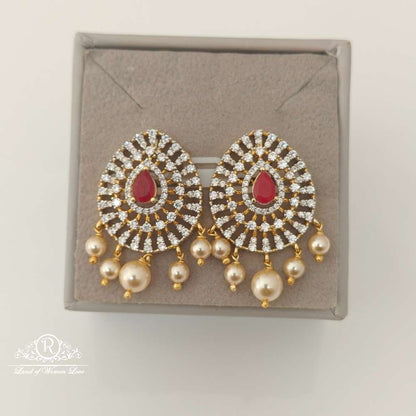 earrings silver diamond replica design cz-stones earrings-rccp107 cz 92.5 silver ramala jewelry / ramala collections