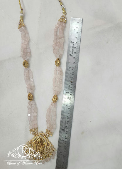 Silver Real Beads With Moissanite God Krishna Haram-S803