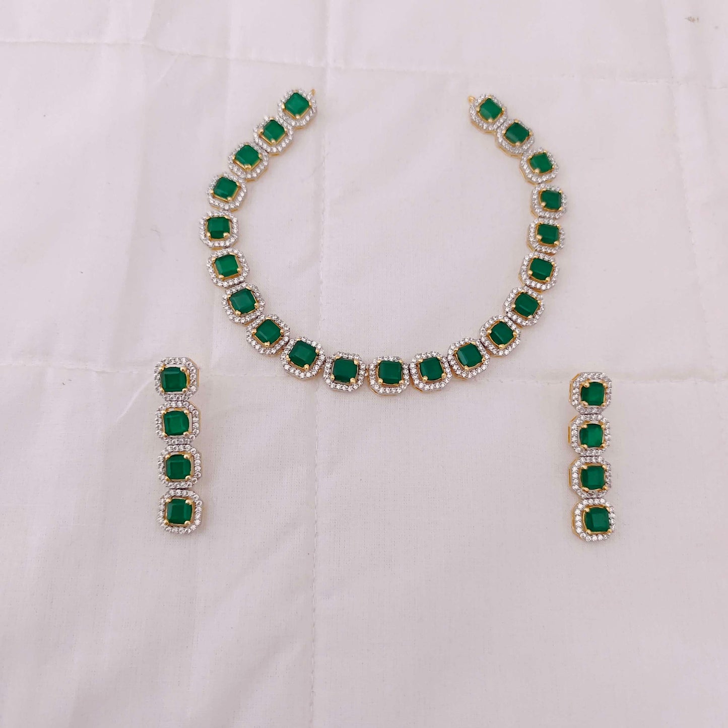 necklace silver cz-gold polish set wise necklace -rcp043,rcp058 cz 92.5 silver ramala jewelry / ramala collections