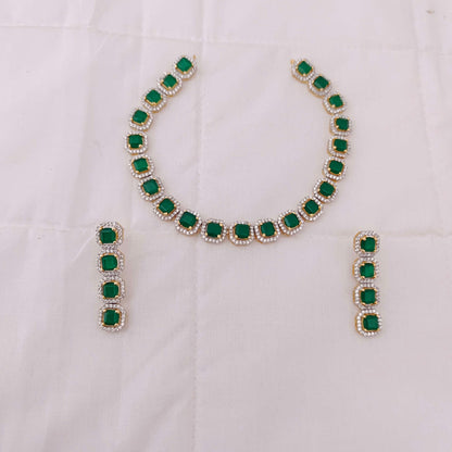 necklace silver cz-gold polish set wise necklace -rcp043,rcp058 cz 92.5 silver ramala jewelry / ramala collections