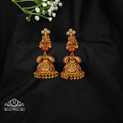 earrings 92.5 silver simple and cute earrings with lakshmi devi design -rcz83 92.5 silver ramala jewelry / ramala collections