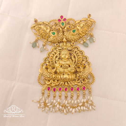 silver peacock design lakshmi devi locket-rch195 92.5 silver ramala jewelry / ramala collections