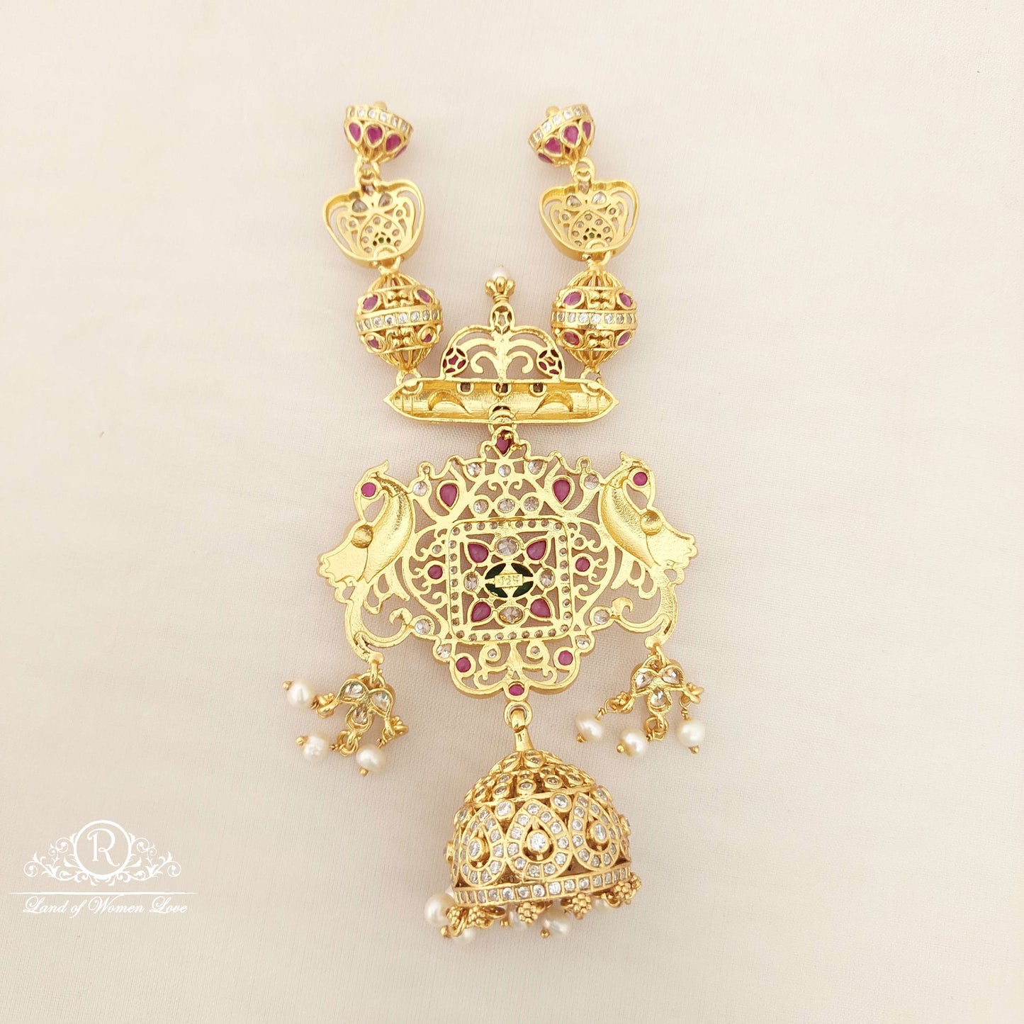 Silver With Peacock Design Hanging jhumka Type Locket-M148