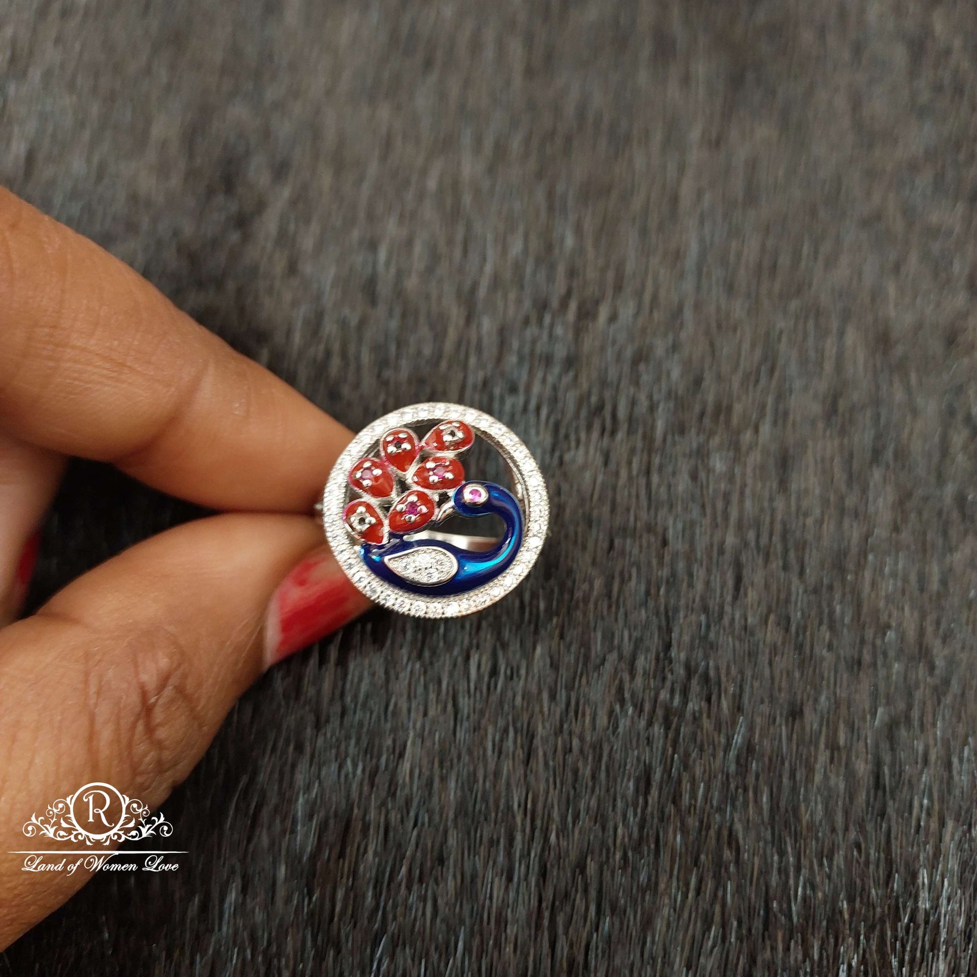 ring silver peacock design finger ring-ss69 92.5 silver ramala jewelry / ramala collections