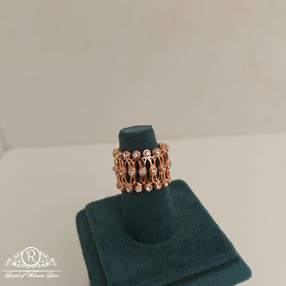 92.5 Silver Rose gold polish 2in1 Adjustable ring cum Bangle-RCRA10