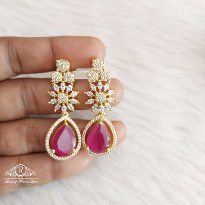 Silver CZ- Stone Earrings-S540