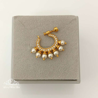 nose pin silver pearls design nose pin-rcjr666 92.5 silver ramala jewelry / ramala collections