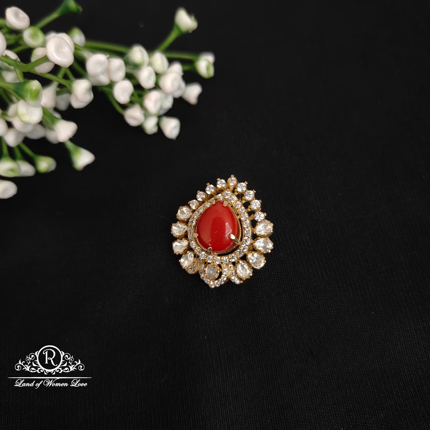 pendant silver moissanite corals pendant -rcnj002 moissanite 92.5 silver ramala jewelry / ramala collections