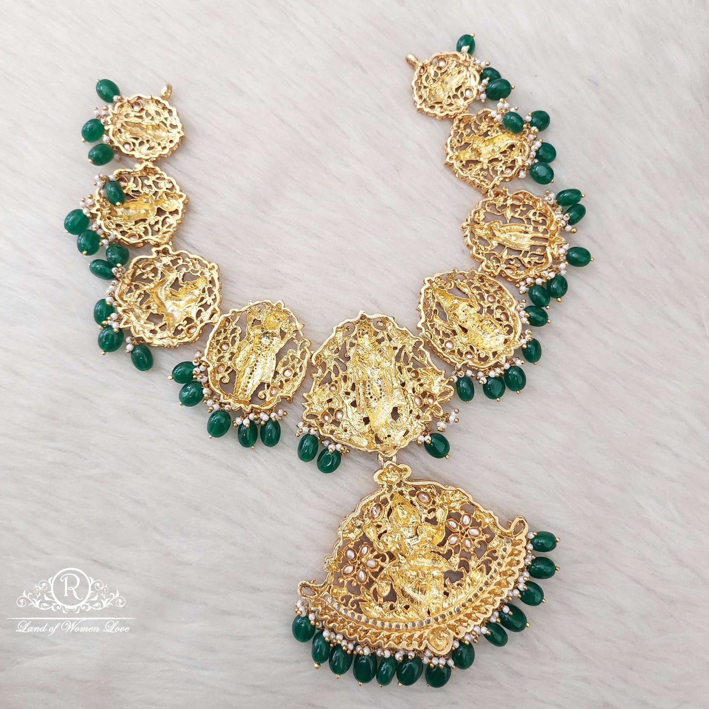 Silver Dhasavatharam Design Necklace With Earrings-S761762