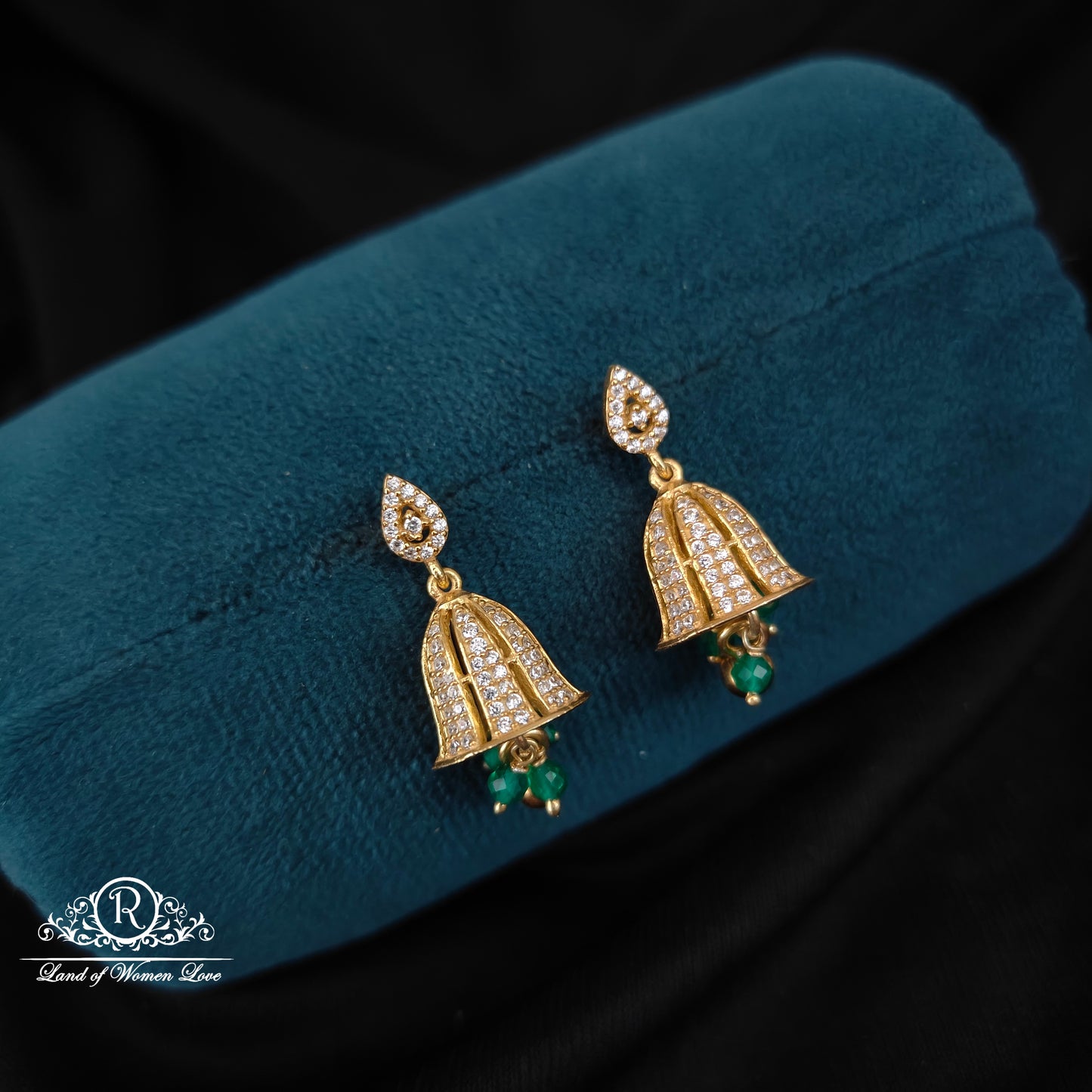 earrings 92.5 silver simple and cute jhumkas with cz- stones and hangings cz 92.5 silver ramala jewelry / ramala collections