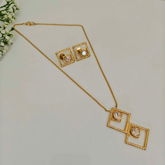 earrings beautiful silver chain with fixed locket and earrings -rch655 92.5 silver ramala jewelry / ramala collections