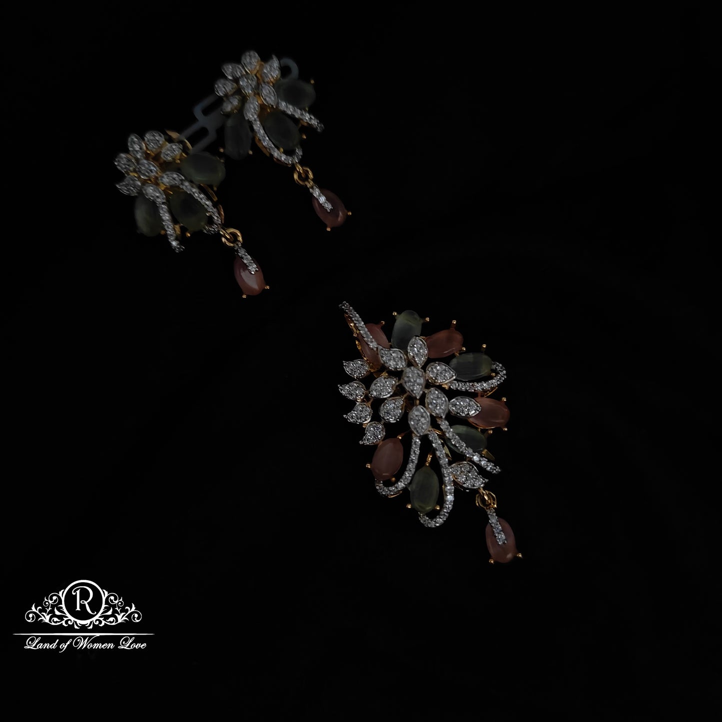 Silver CZ- stone earrings -RCDS428