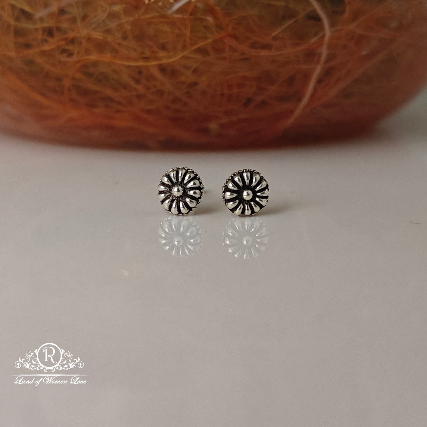 stud silver flower design kids earring -rchs11 92.5 silver ramala jewelry / ramala collections