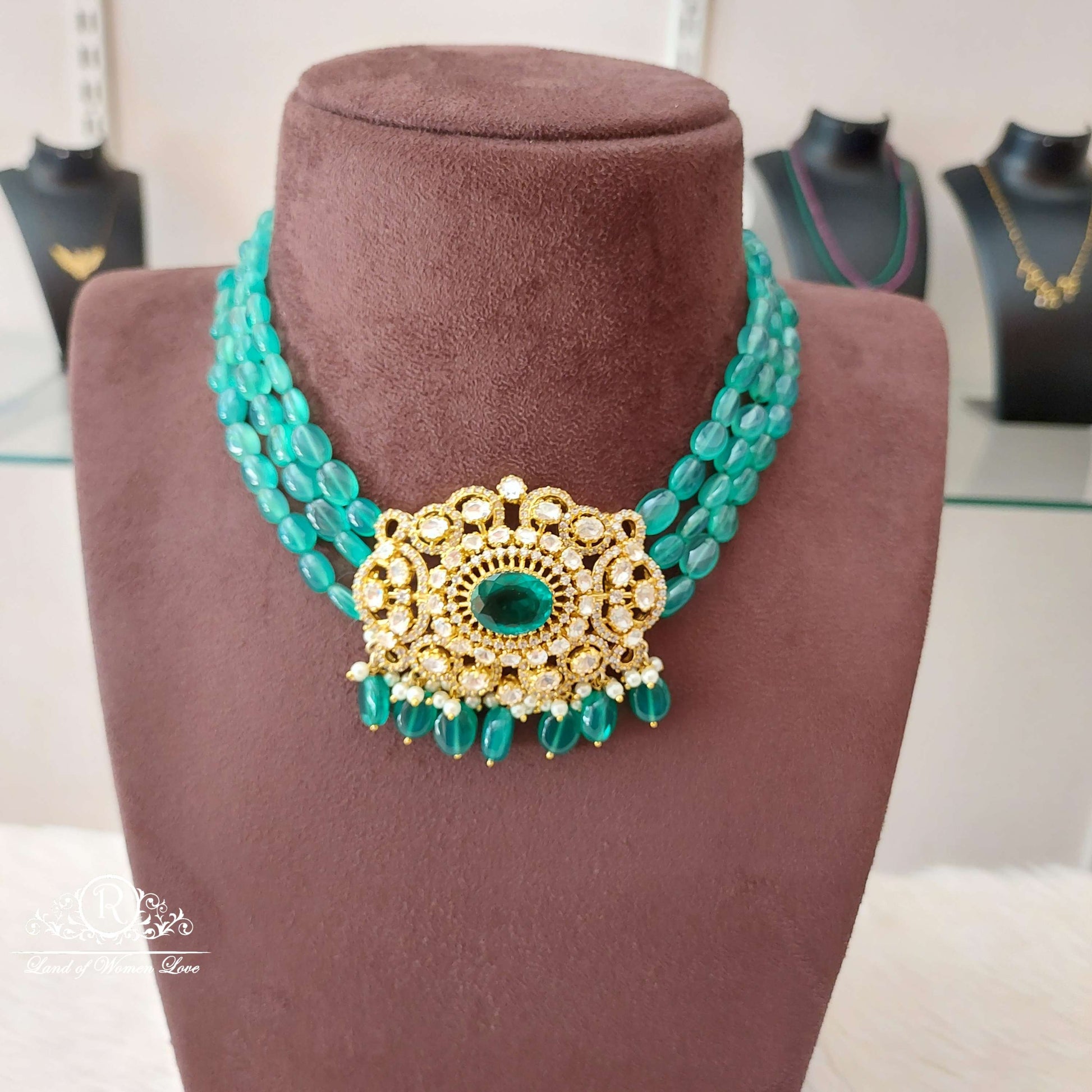 silver real beads moissanite chocker-s768 moissanite 92.5 silver ramala jewelry / ramala collections