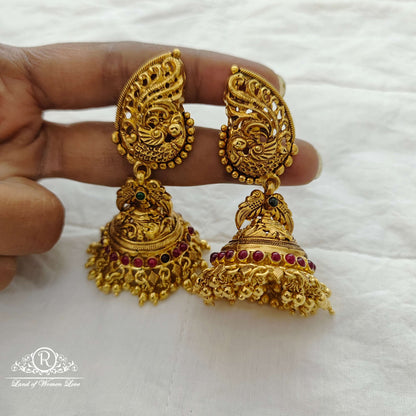 earrings silver peacock jhumkas-rcjr384 92.5 silver ramala jewelry / ramala collections