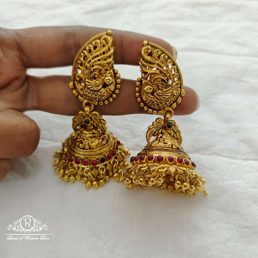 earrings silver peacock jhumkas-rcjr384 92.5 silver ramala jewelry / ramala collections