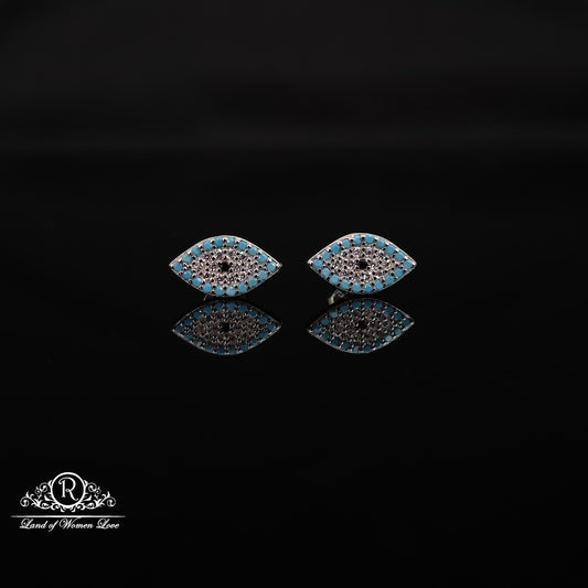 stud silver evil eye model earrings-rchs38-10 92.5 silver ramala jewelry / ramala collections