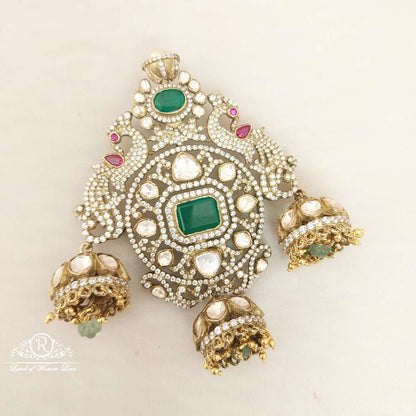 Silver Victoria With Moissanite Stones Peacock Locket-C140