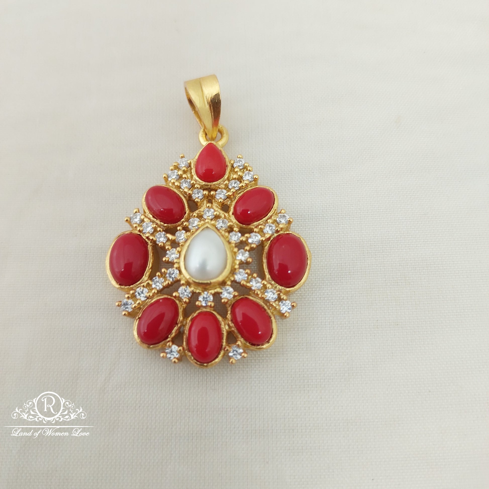 pendant silver coral pendant-a010 pearl 92.5 silver ramala jewelry / ramala collections