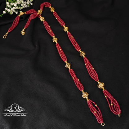 92.5 silver beautiful beads mala with nakshi balls and ruby beads -rchk0177 ruby 92.5 silver ramala jewelry / ramala collections