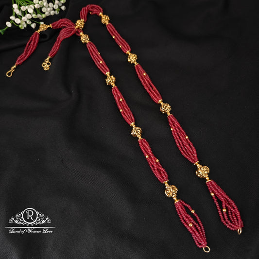 92.5 silver beautiful beads mala with nakshi balls and ruby beads -rchk0177 ruby 92.5 silver ramala jewelry / ramala collections