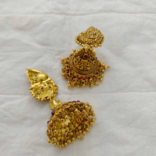 Silver peacock jhumkas-RCJR384