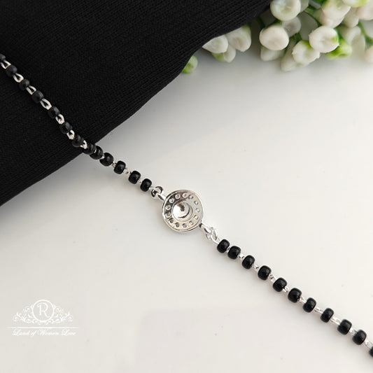 Silver black beads bracelet -RCRA122-5