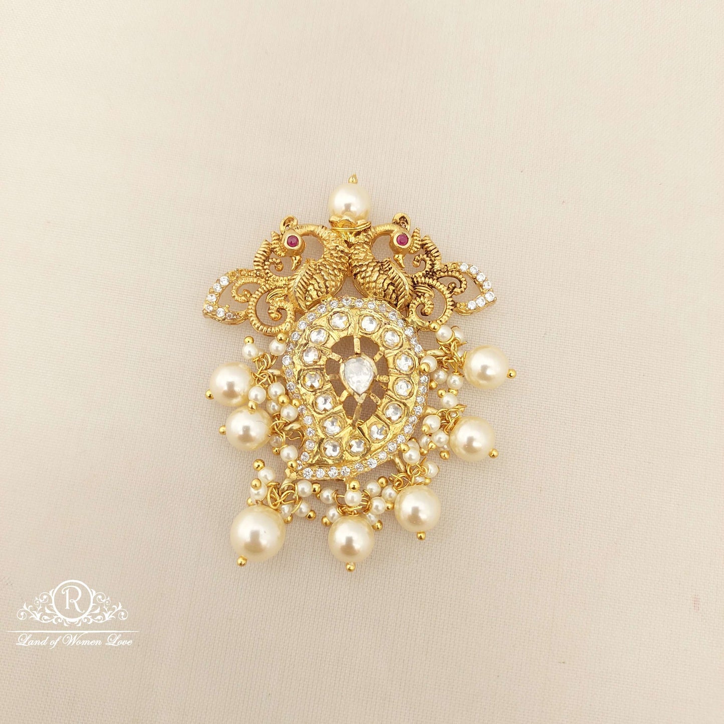 silver white stones peacock design locket-jr84 92.5 silver ramala jewelry / ramala collections