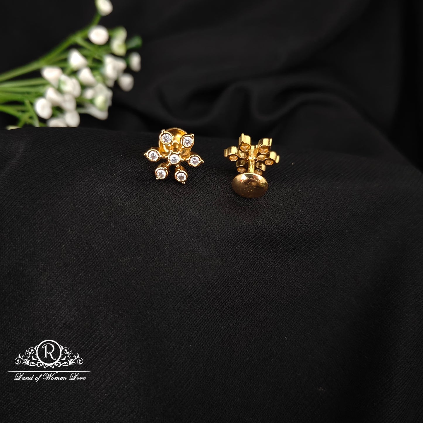 92.5 silver simple and Cute earrings with white stones-RCZ76