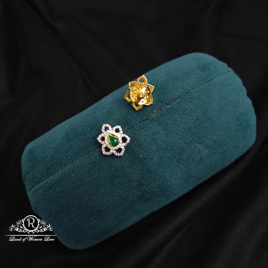 92.5 Silver diamond finishing flower design earrings-RCCP342