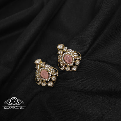 earrings 92.5 silver victorian pink earrings-rcp108 cz 92.5 silver ramala jewelry / ramala collections