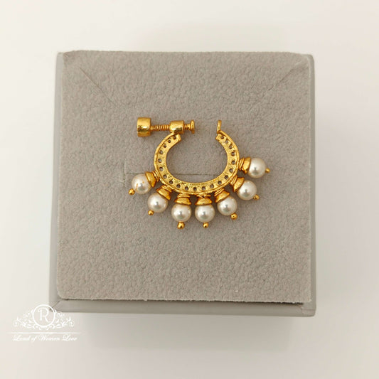 Silver Pearls Design Nose pin-RCJR666
