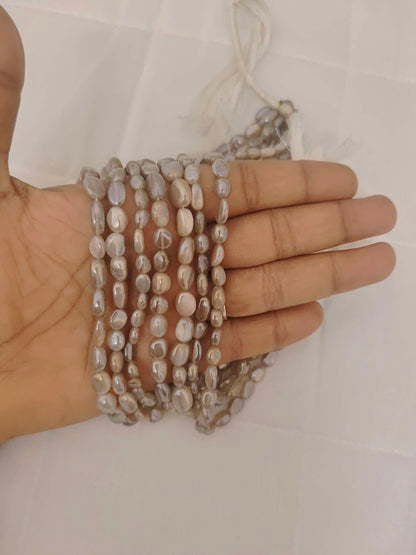 Grey Moonstone Smooth Nuggets Shape Beads-RCMB01