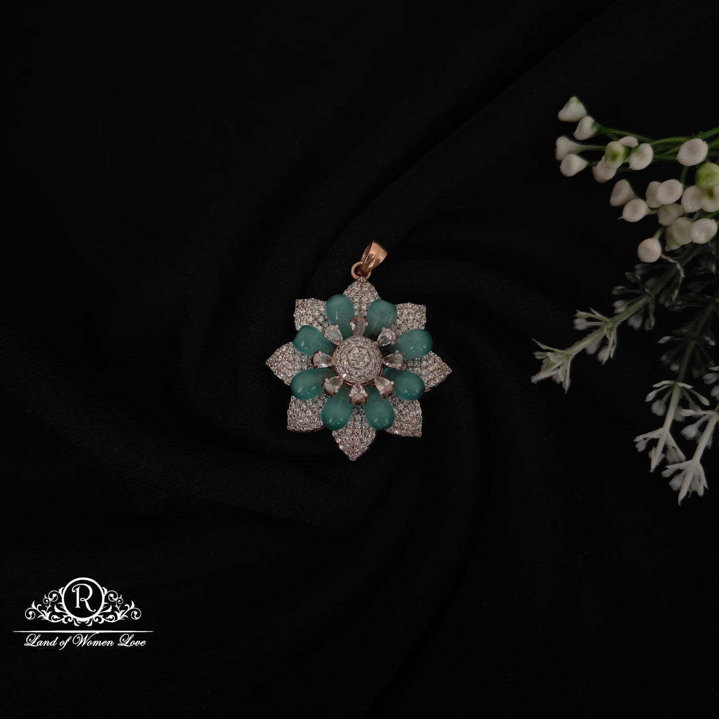 earrings 92.5 silver fusion rose gold polish flower design locket-rcm1059 92.5 silver ramala jewelry / ramala collections