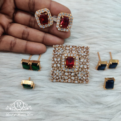 earrings silver changable locket with earrings - sa466sa418 ruby 92.5 silver ramala jewelry / ramala collections