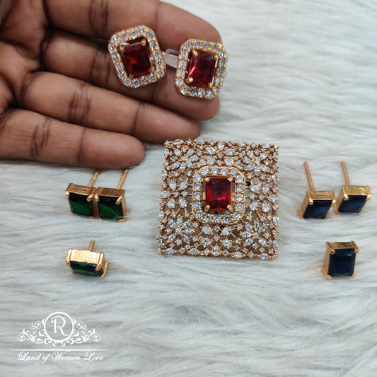 earrings silver changable locket with earrings - sa466sa418 ruby 92.5 silver ramala jewelry / ramala collections