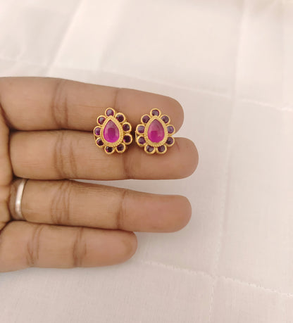 stud silver two in one design stud earrings-h125 92.5 silver ramala jewelry / ramala collections